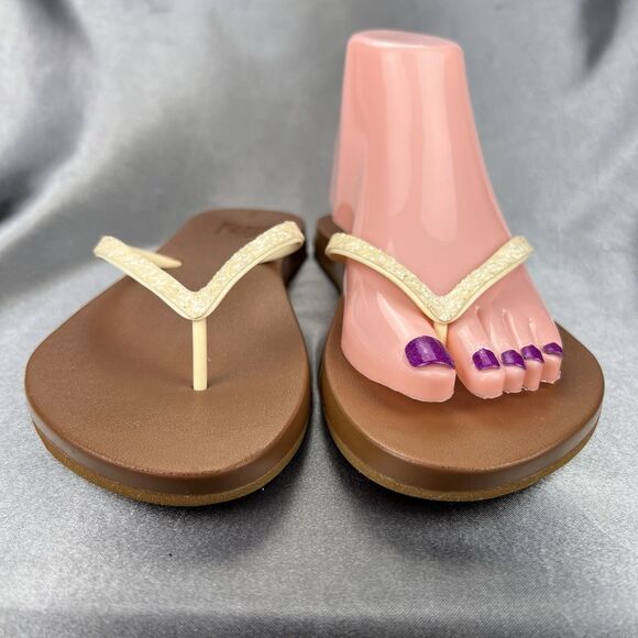 Reef Stargazer‎ Thong Sandals Women's 8.5 Yellow Sparkle Flip Flops Summer Beach - Picture 6 of 15